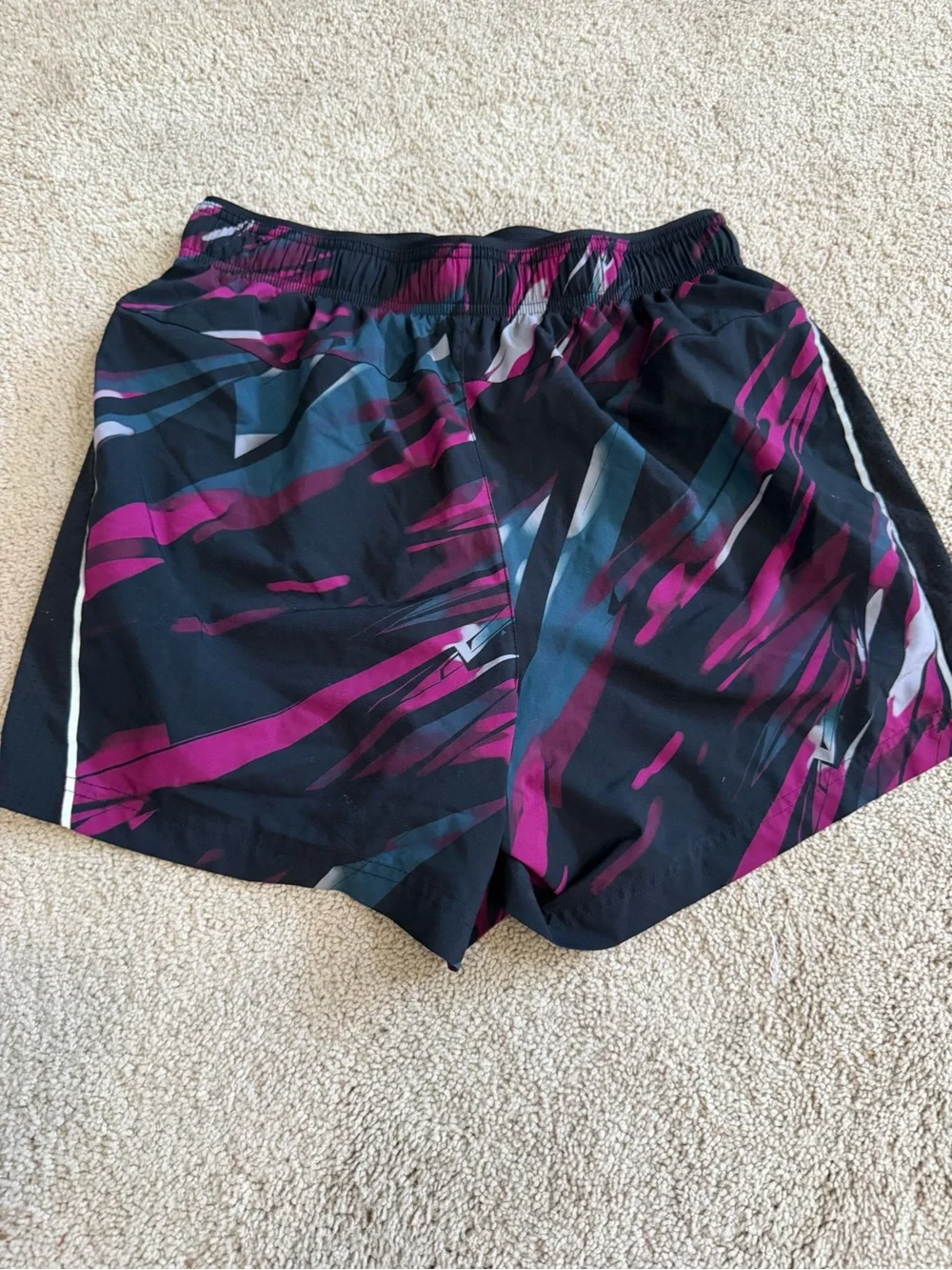 DSG Abstract Print Athletic Running Shorts Black Pink Blue S